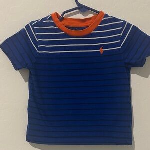 Ralph Lauren Kids Tee with Blue and Orange Stripes